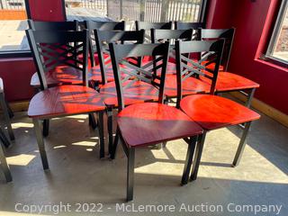 (10) Metal Chairs with Wood Seats