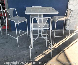Bar Height Metal Wire Patio/Outdoor Dining Table with (4) Matching Metal Wire Bar Height Chairs