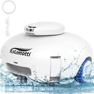 Kalamotti Cordless Robotic Pool Cleaner - Pool Vacuum for Above Ground Pools Powerful Suction Rechargeable Battery, Lasts 140 Mins, Built-in Water Sensor Technology for Pool Surface Up to 630 Sq.Ft

