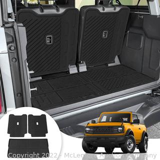 Maxzina Fit 2021 2022 2023 Ford Bronco Trunk Mat Cargo Liner Split Back Seat Liner for 2023 Ford Bronco Accessories 2 Door(Trunk Mat+Rear Backrest Mats)
