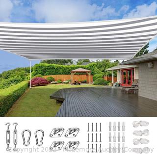 Quictent 20X20FT 185G HDPE Square Sun Shade Sail Canopy 98% UV Block Outdoor Patio Garden with Hardware Kit (White and Grey)