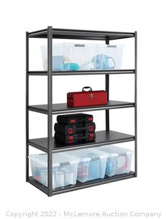 Whalen 5-Shelf Heavy Duty Steel Shelving Unit, 48"W x 24"D x 72"H, Black - Steel Shelving Unit - 5 Shelves - Industrial Strength - NEW - BUT - Bad Box - appears complete - Some pieces were out of box that we taped to box - Not 100% sure so selling AS-IS -- - SEE PIC -  -  See Link -  (New - Open Box)