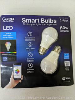 FEIT Electric 2 Pack Color WIFI Smart LED Light Bulbs 60W Control with App or Voice Control -  (New)