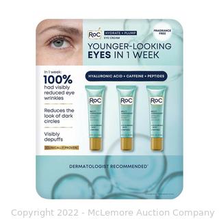 ROC Hydrate + Plump Eye Cream, 3-pack - $55 Retail!! (New - Open Box)