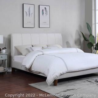 Brand New In Box! - Piper Glen Queen Upholstered Bed - Beige - QUEEN SIZE - Fully upholstered headboard & footboard -Deck boards supports mattress (no box spring required) - $699 - SEE LINK (New)