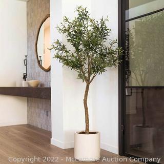 NEW IN BOX - CG Hunter Lifelike Olive Tree - 6.5 ft - Lifelike olive tree with green leaves and brown stem - Wire Stems for Shaping Tree - $179 on Costco - See Link! -  (New)