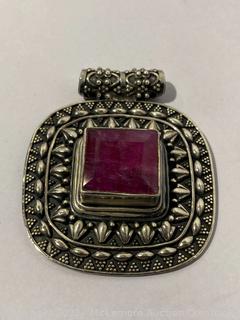 Sterling Silver 8 Carats Ruby Slider Pendant