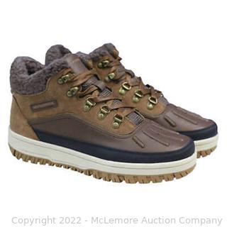 NEW-Weatherproof Landon Memory Foam Men's Suede Sneaker Boots Knit Collar - Winter, COLOR: BROWN, SIZE: 11 (New)