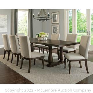 Brand New in Box - Hinson 9-Piece Dining Table Set by Universal Broadmoore - includes 1 Table - 8 Chairs -  Constructed from Birch Veneers with Beech and Rubberwood Solids - 18-Inch Self-Storing Leaf - Table dimensions with leaf: 114 in W x 40 in D x 30.5 in H - $2199 - SEE LINK (New)
