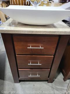 Signature Hardware 24 in Venica Mahogony Bathroom Vanity Cabinet Solid Wood Dovetail Construction 