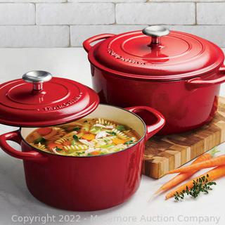 Tramontina Enameled Cast Iron Dutch Oven, 2-pack -Includes: (1) 3.5-Qt Dutch Oven (1) 5.5-Qt Dutch Oven -  Enameled Cast Iron Interior and Exterior - Self-Basting Lid - Compatible All Cooktops, Including Induction -  (New - Open Box)