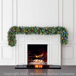 New in box - 9’ Pre-Lit LED Greenery Garland - Decorated With Natural Pinecones - 90 White / Multi-Color LED Lights - 6 Different Light Functions - $66 - SEE LINK (New - Open Box)
