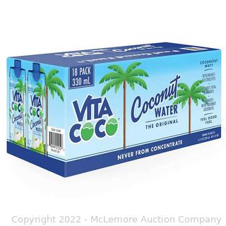 Vita Coco Coconut Water, 11.1 fl oz, 18-count-***MISSING 6*** (New - Open Box)
