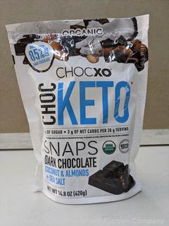 Chocxo Organic Choc Dark Chocolate Keto Snaps, Individually Wrapped, 23 Count - MISSING A FEW (New - Open Box)