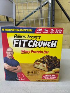 Chef Robert Irvine’s Fit Crunch Chocolate Peanut Butter Whey Protein Bars, 18-count--MISSING A FEW--- (New - Open Box)