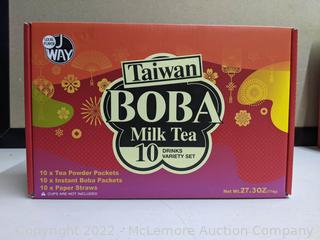 J Way Taiwan Boba Milk Tea 10-pack ---MISSING A FEW (New - Open Box)