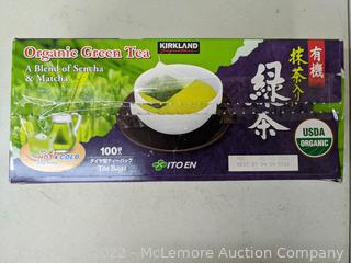 Kirkland Signature Organic Green Tea, 1.5 g, 100-count - (New - Open Box)