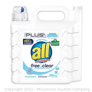 All Free & Clear Plus+ HE Liquid Laundry Detergent, 158 loads, 237 fl oz - USED - 2/4 FULL (See Description)