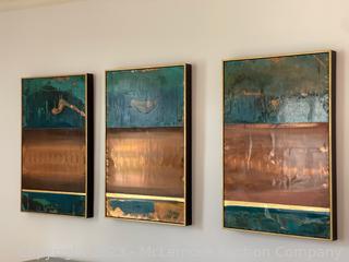 Copper Reaction Artwork Triptych by Betsy Marsch
