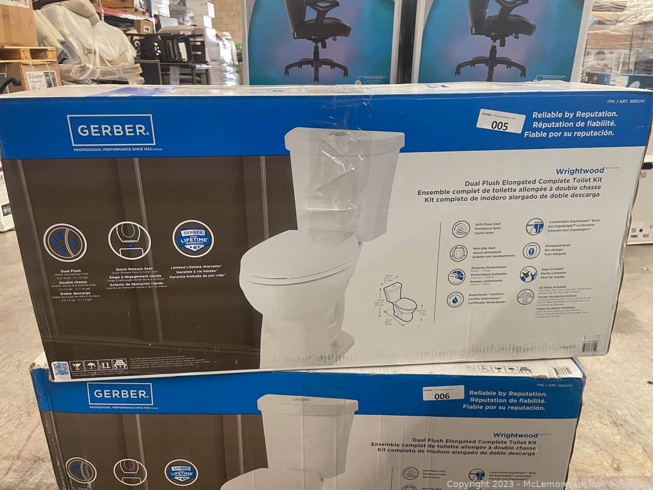 McLemore Auction Company Auction Kohler Intrepid Toilets, Kohler