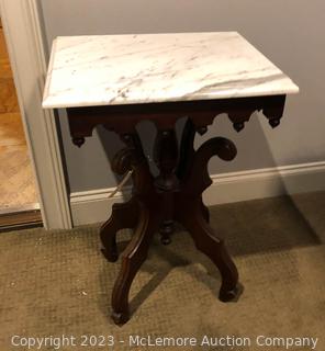 Wooden End Table with Marble Top 