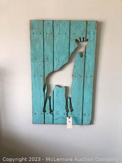 Decorative Wooden Giraffe Cut Out Wall Hanging Panel