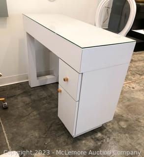 Michele Pelafas Custom Linea Manicure Table with Glass Top and Soft-Close Drawer (Contents Not Included)