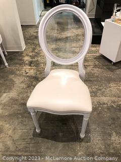 Wooden and Upholstered Chair with Plexiglass Back