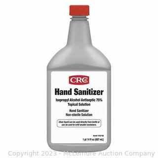 (Case of 12) CRC Hand Sanitizer: Pour Bottle, Liquid, 14 oz Size, Alcohol, Sanitizing