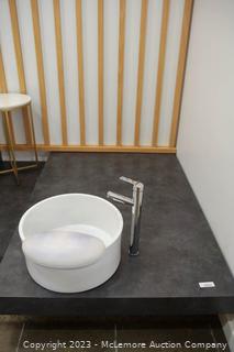 Custom Pedicure Pedestal with Modern Porcelain Sink with Pad and Faucet