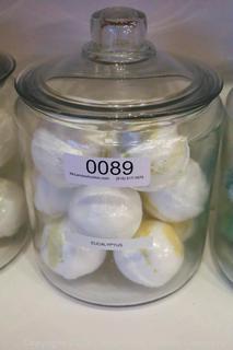 Glass Display Container with Eucalyptus Bath Bombs