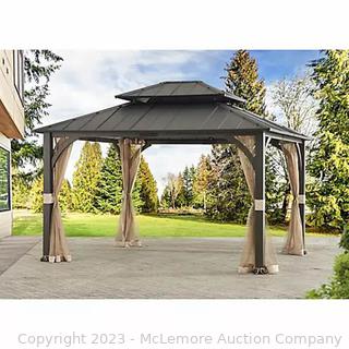 Brand New in Box - Berkley Jensen 12' x 10' Steel Hardtop Gazebo with Netting -sturdy powder-coated galvanized steel roof -  Fully outfitted with expertly mosquito netting panels, and tie-back bands - $1299 - SEE LINK (New)