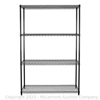 Trinity NSF 4-Tier Black Wire Shelving Rack - certified heavy-duty commercial grade wire shelving rack is prefect for any industrial, home, garage, or kitchen use. With a 800 lbs. weight capacity per shelf (New)