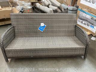 New / Damaged in shipping - Berkley Jensen Casco Bay Wicker Deep Seating Couch by Agio - Beige - Durable all-weather wicker designed for outdoor use - SEE LINK  - NO PILLOWS - Damage on right side - SEE PIC - Damage makes frame not sit square - SELLING AS-IS (See Description)