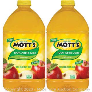 Mott's 100% Organic Apple Juice, 1 Gallon, 2 ct (New - Open Box)