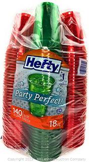 Hefty Party Perfect! Plastic Cups 140 Count - 18 oz each (Red, Green) (New - Open Box)