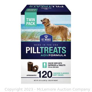 Vet Works Pill Treats 120 Soft Chews - 2 bags (New - Open Box)