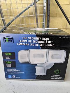 Home Zone Motion Activated Security Light - LED Light - 3000 Lumens - 240 degree detection - Easy Install - Sturdy aluminum construction resists weather/wear  (New - Open Box)