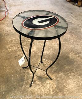 Georgia Bulldog Glass Top Side Table