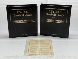 Rare Danbury Mint 22k Gold Baseball Hall of Fame and All Star Cards – 2 Binders – 70 Cards