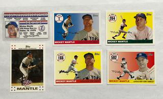 Lot of Mickey Mantle Topps Reprint Cards + Novelty Driver's License