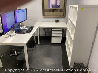 Lot of Office Furniture, 2 Desk Tables, 1 Cubicle Bookcase, 1 3 Drawer File Cabinet (Computer Equipment Not Included)