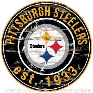 Pittsburgh Steelers 24" Wood Round Sign