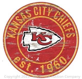 Kansas City Chiefs 24" Wood Round Sign