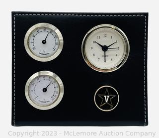 Vanderbilt Commodores Leather Weather Station Desk Clock with Alarm