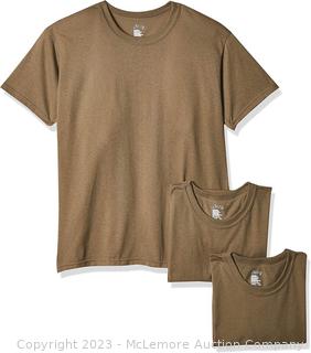 Brand New - Soffe Men's 3 Pack - USA Poly/Cotton Military Tee - Size Large  Coyote Brown / Tan - $18 on Amazon - SEE LINK (New)