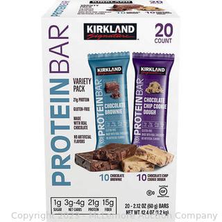 Kirkland Signature Protein Bar, Individually Wrapped - Variety, 2.12 oz, 20 ct - Missing few (See Description)