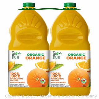 Grown Right Organic Orange Juice, 1.89 L, 2-ct (New)