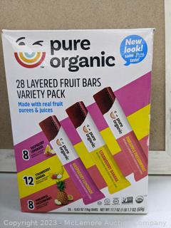 Pure Organic Layered Fruit Bars, 28-count - Missing few - Damaged box - See photo (See Description)