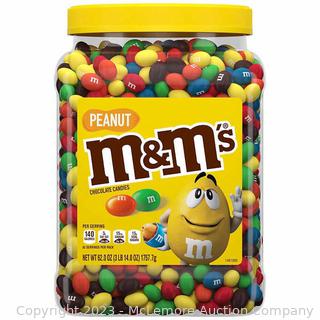 M&M's Chocolate Candy, Peanut, 62 oz Jar - Lid cracked - See photo (New - Damaged Box)